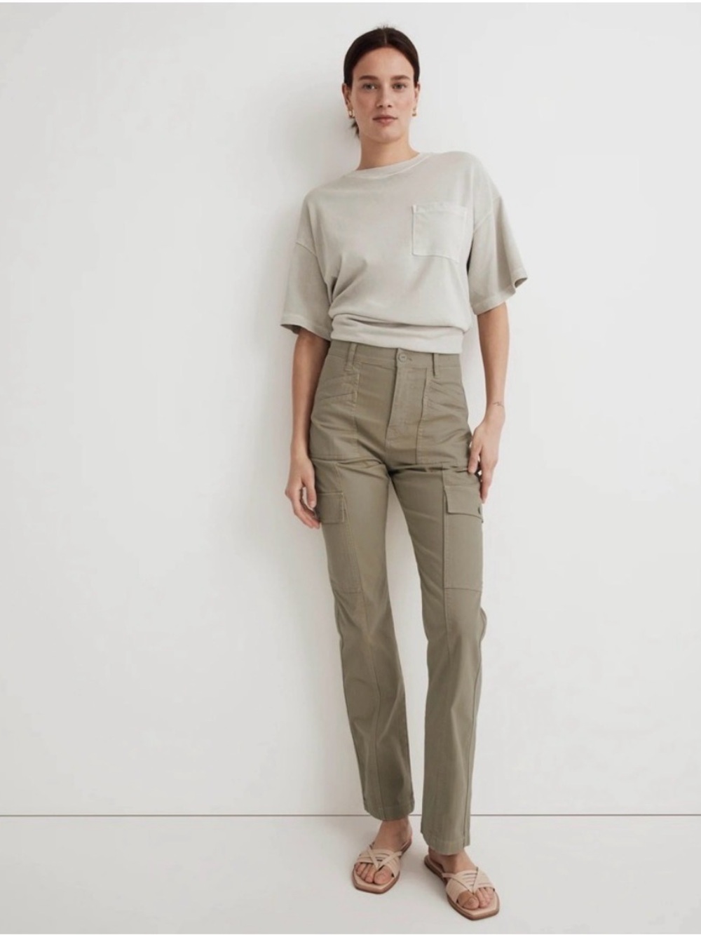 Madewell The Garment-Dyed '90s Straight Cargo Pant Ash Green size 24